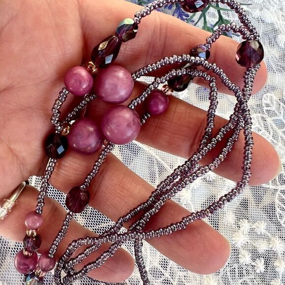 Pink Purple Barbiecore Multi-strand Beaded Necklace - Picture 4 of 9